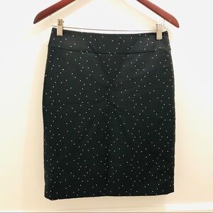 Ann Taylor Polka Dot Pencil Skirt 2 Tall White